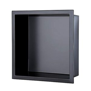 decomust 12“ x 12” stainless steel shower niche modern and elegant design, easy to install, perfect for shampoo and soap storage (matte black)