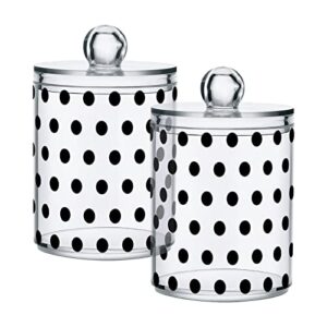 sletend 2 pack plastic qtips holder black spots bathroom container storage holder vanity canister jar for cotton swabs,bath salts,makeup sponges,hair accessories