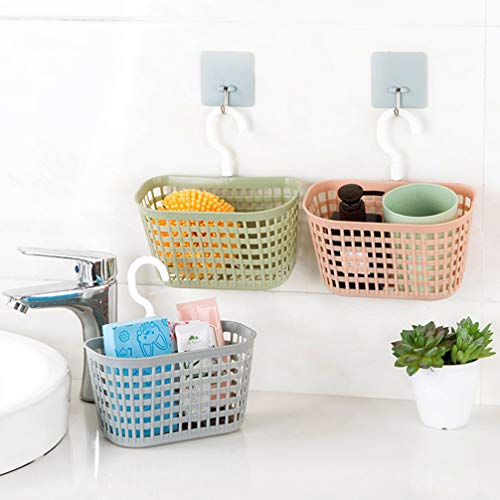 TOPBATHY Plastic Hanging Shower Caddy Kitchen Bathroom Storage Basket with Rotatable Hook