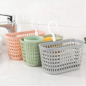 TOPBATHY Plastic Hanging Shower Caddy Kitchen Bathroom Storage Basket with Rotatable Hook