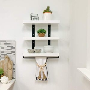 del hutson designs industrial 3-tier floating shelf with towel bar