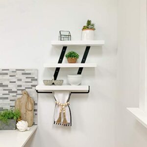 Del Hutson Designs Industrial 3-Tier Floating Shelf with Towel Bar