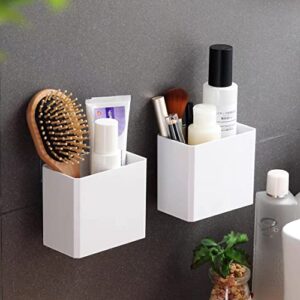 CINPIUK Floating Shelves Plastic Adhesive Wall Mounted Organizer Bins Makeup Storage Hanging Shelf Space Saving Holders for Bathroom, Shower, Kithcen, Office, 4pcs