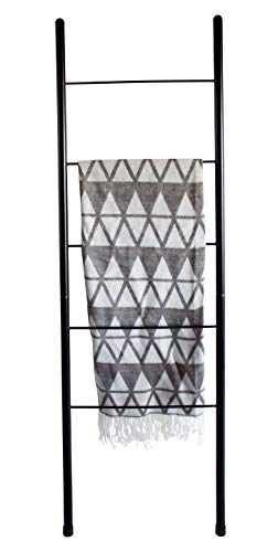 Blanket Ladder - Modern Rustic Decorative Metal Leaning Ladder Rack - 5 ft Tall Towel Drying and Display Rack, Quilt and Blanket Display Ladder