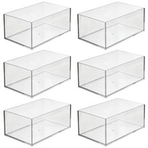 mDesign Small Bathroom Storage Organizer Bin for Soap, Body Wash, Shampoo, Lotion, Conditioner, Hand Towels, Hair Accessories, Body Spray, Mouthwash - Prism Collection - 6 Pack - Clear