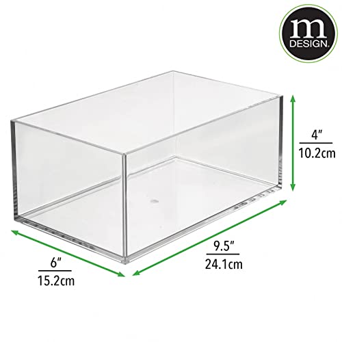 mDesign Small Bathroom Storage Organizer Bin for Soap, Body Wash, Shampoo, Lotion, Conditioner, Hand Towels, Hair Accessories, Body Spray, Mouthwash - Prism Collection - 6 Pack - Clear