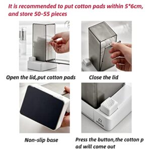 Automatic Cotton Pad Holder Plastic Cosmetic Pads Dispenser Makeup Cotton Press Out Square Container for Vanity Storage and Organizer (Grey) (FG-01)