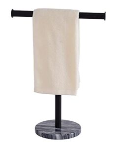 neutral brand countertop towel rack with heavy marble base t-shape bathroom hand towel holder stand sus304 stainless steel, dual washcloth display (black)