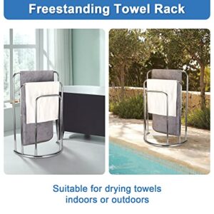 Towel Rack Standing Hand Towel Holder for Bathroom, 3 Tier Stainless Steel Towel Countertop Holder Stand, Waterproof Tower Stand for Bathroom Kitchen Outdoor Chrome Finish