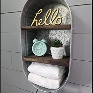 Bathroom Wall Decor, a Farmhouse Shelf, a Rustic Bathroom Shelf, a Laundry Room or mudroom Shelf, and a Galvanized wash tub with Shelves