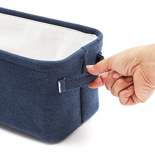 Juvale Dark Blue Fabric Storage Bin for Home and Bathroom (16 x 6 x 5.5 Inches)