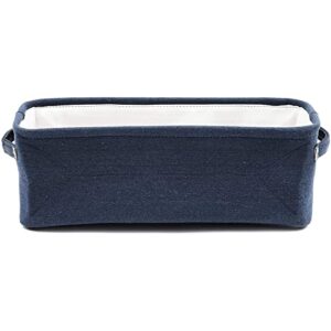 Juvale Dark Blue Fabric Storage Bin for Home and Bathroom (16 x 6 x 5.5 Inches)