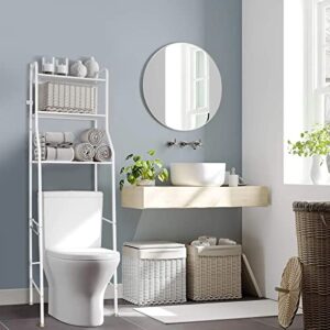 SEMOFO 3 Tier Over Toilet Bathroom Storage Organizer,Bathroom Shelves Rack Over Toilet with Metal Frame Bathroom Storage White Shelf Free Standing Organizer, Easy to Assemble