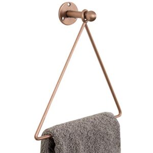 mygift modern metal triangle towel ring | wall-mounted copper-tone bathroom & kitchen hand towel holder