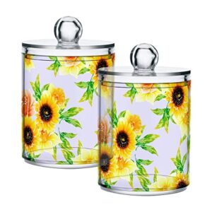 kigai 4pcs vintage sunflower qtip holder dispenser with lids - 14 oz bathroom storage organizer set, clear apothecary jars food storage containers, for tea, coffee, cotton ball, floss