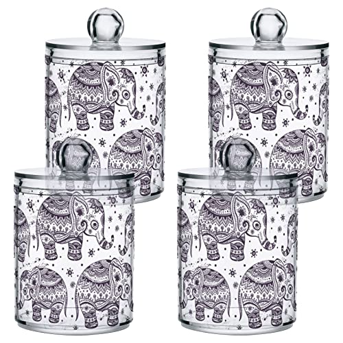 xigua 2 Pack Elephant Apothecary Jars with Lid, Qtip Holder Storage Containers for Cotton Ball, Swabs, Pads, Clear Plastic Canisters for Bathroom Vanity Organization (10 Oz)