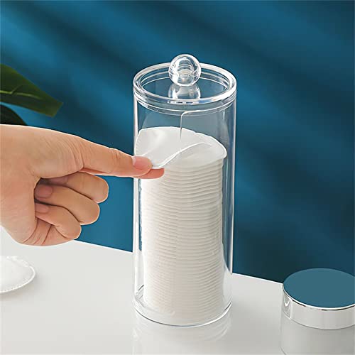 Typutomi 2pcs Cosmetic Cotton Pad Holder, Acrylic Clear Cotton Rounds Holder with Lid Cotton Pad Organizer Container Dispenser for Bathroom Vanity Countertop