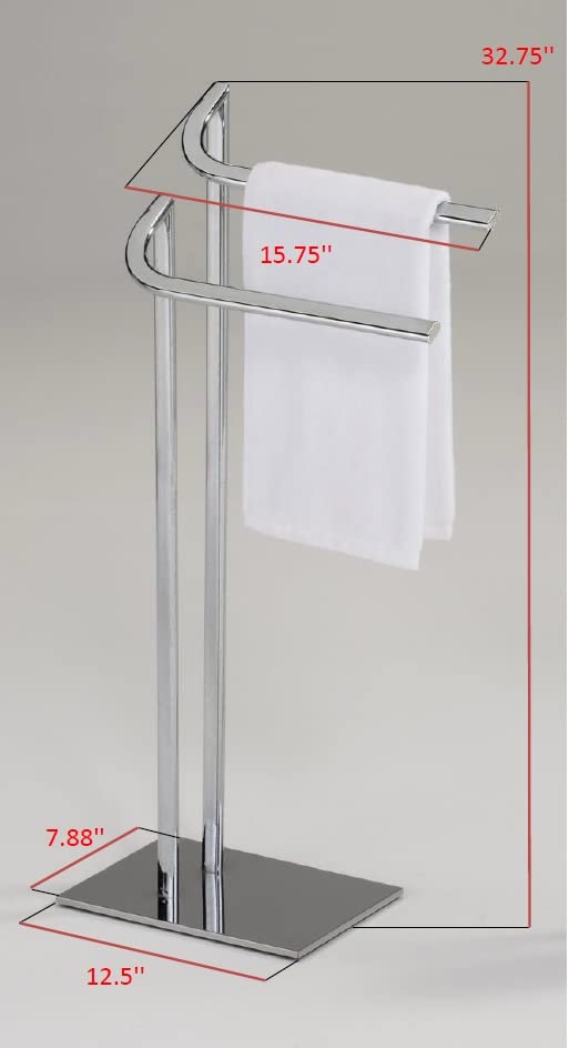 KB Designs - Freestanding Double Towel Racks Bathroom Accessories Towel Holder Stand on Floor, Chrome