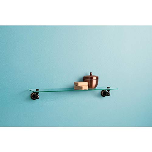 MOEN Y2690BRB Banbury 5-4/25 in. L x 3 in. H x 22-3/4 in. W Wall-Mount Clear Glass Shelf in Mediterranean Bronze