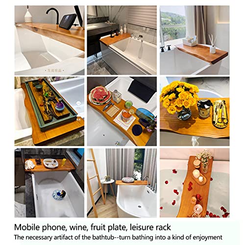 PENGFEI Bathtub Caddy Tray, Thicken 5cm Home Waterproof Solid Wood Bath Tub Table Shelf, Caddy Tub Holder Reading Rack for Tablet Books Candles, Easy to Clean (Size : 80x30cm)