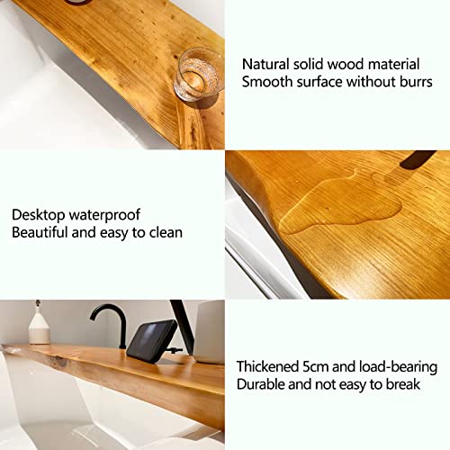 PENGFEI Bathtub Caddy Tray, Thicken 5cm Home Waterproof Solid Wood Bath Tub Table Shelf, Caddy Tub Holder Reading Rack for Tablet Books Candles, Easy to Clean (Size : 80x30cm)