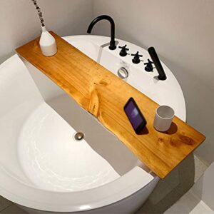 PENGFEI Bathtub Caddy Tray, Thicken 5cm Home Waterproof Solid Wood Bath Tub Table Shelf, Caddy Tub Holder Reading Rack for Tablet Books Candles, Easy to Clean (Size : 80x30cm)