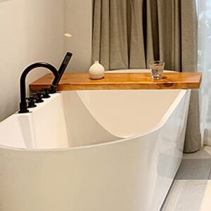 PENGFEI Bathtub Caddy Tray, Thicken 5cm Home Waterproof Solid Wood Bath Tub Table Shelf, Caddy Tub Holder Reading Rack for Tablet Books Candles, Easy to Clean (Size : 80x30cm)