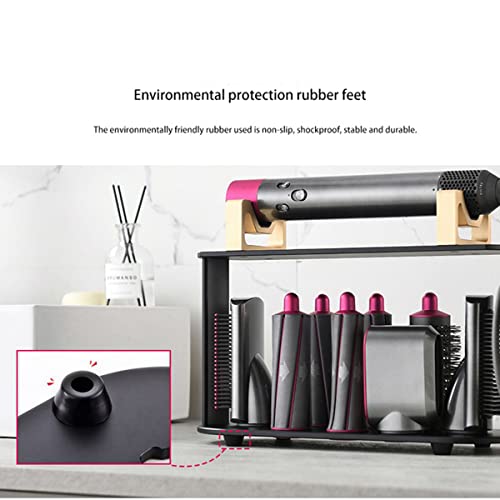 Aluminum Alloy Countertop Bracket Organizer Stand Storage Holder for Air Blower Styler Storage Rack for Hair Curling Iron Wand Barrels Brushes Diffuser Nozzles for Home Bedroom Bathroom (Gold)