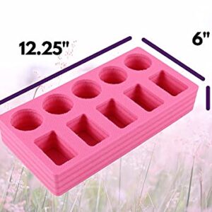 Polar Whale 2 Lotion and Body Spray Stand Organizers Tray Pink Durable Foam Washable Waterproof Insert for Home Bathroom Bedroom Office 12 x 6 x 2 Inches 10 Slots 2pc Pair Set