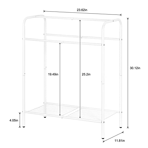 Towel Racks for Bathroom Freestanding 3-Tier Towel Stand Rack for Bath Towel Stand Holder with Bottom Storage Shelf Organizer for Laundry Room White