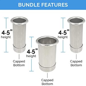 3.0", 2.0" and 2.0" Capped Canister Bundle for Hot Tools, Hair Dryer, Curling Iron, and Flat Iron Holder Tube Ring | Docking Drawer | Stainless Steel