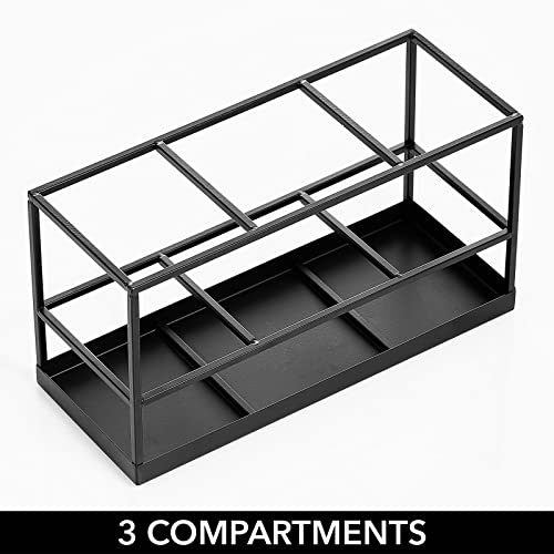 mDesign Steel Bathroom Countertop Hair Tool Storage Organizer Accessory Basket Tray, Vanity Table Holder for Hair Dryer, Straightener, Curling Iron, Styling Products, Citi Collection, Matte Black