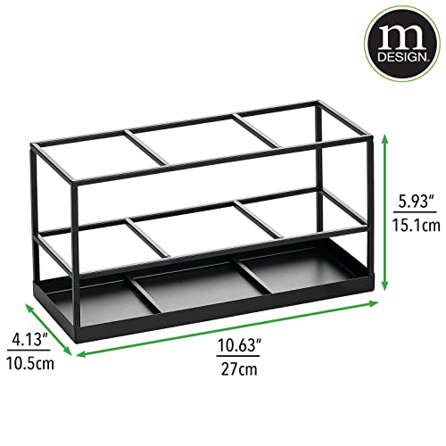 mDesign Steel Bathroom Countertop Hair Tool Storage Organizer Accessory Basket Tray, Vanity Table Holder for Hair Dryer, Straightener, Curling Iron, Styling Products, Citi Collection, Matte Black