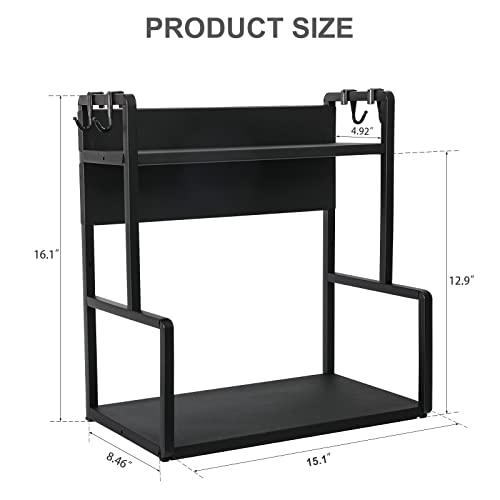 RekRang Bathroom Organizer Countertop,2 Tier Metal Kitchen Spice Rack Bathroom Tray Cosmetic Organizer,Counter Storage Shelf for Bathroom Kitchen Living Room Bedroom (Black)