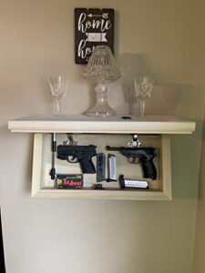 stow shelves concealment gun shelf with hidden trap door with rfid lock natural wood 23 x 11.5 x 4 (unfinished) (2412r-uf)