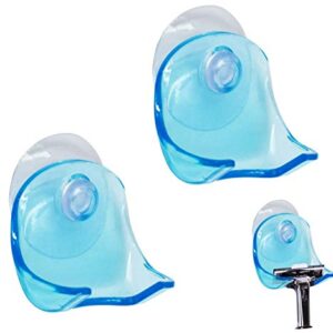 2 Package Suction Grip Razor Holder,Plastic Super Suction Cup Razor Rack,Suction Razor Hook Razor Cup Shaver Storage for Bathroom Shower Room Wall (Clear Blue)