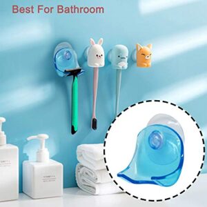 2 Package Suction Grip Razor Holder,Plastic Super Suction Cup Razor Rack,Suction Razor Hook Razor Cup Shaver Storage for Bathroom Shower Room Wall (Clear Blue)