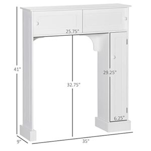 HOMCOM Freestanding Over The Toilet Bathroom Cabinet with Adjustable Shelves, Toilet Rack, Space Saver, Wooden Bathroom Storage Organizer