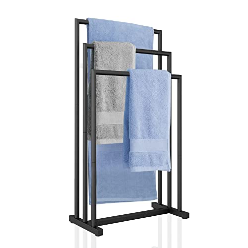 OHIOLEE Standing Towel Rack, 3 Tier Modern Free Standing Towel Rack Stand for Bathroom Floor Standing Towel Drying Racks Holder for Bath & Hand Towels