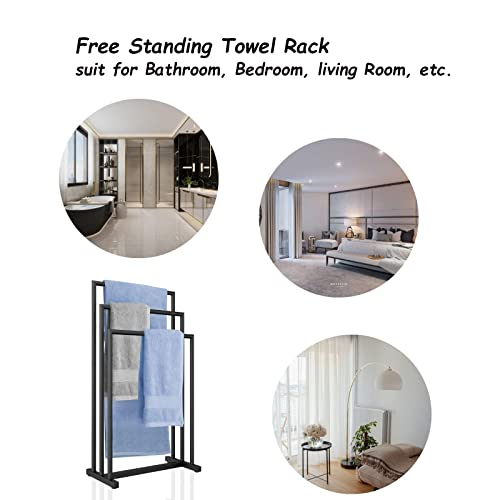 OHIOLEE Standing Towel Rack, 3 Tier Modern Free Standing Towel Rack Stand for Bathroom Floor Standing Towel Drying Racks Holder for Bath & Hand Towels