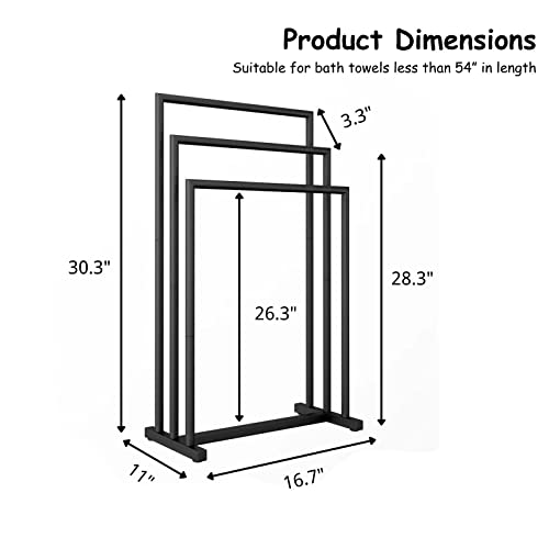 OHIOLEE Standing Towel Rack, 3 Tier Modern Free Standing Towel Rack Stand for Bathroom Floor Standing Towel Drying Racks Holder for Bath & Hand Towels