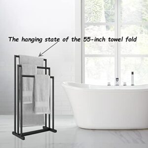 OHIOLEE Standing Towel Rack, 3 Tier Modern Free Standing Towel Rack Stand for Bathroom Floor Standing Towel Drying Racks Holder for Bath & Hand Towels