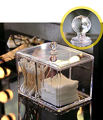 ZHXR Qtip Cotton Pad Holder Dispenser Cotton Ball and Swab Storage with Lid, Clear Acrylic Organizer for Bathroom and Cosmetic Storage