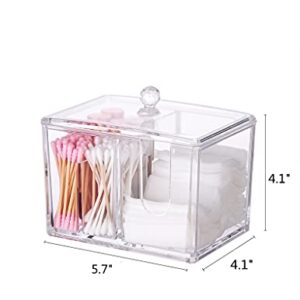 ZHXR Qtip Cotton Pad Holder Dispenser Cotton Ball and Swab Storage with Lid, Clear Acrylic Organizer for Bathroom and Cosmetic Storage