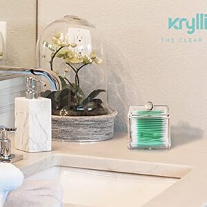 Kryllic Qtip Holder - Qtip Dispenser Cotton Swab Ball Pad Holder Compact Organizer Bathroom Jars Bathroom Containers Qtip Jar Storage Q Tip Holder