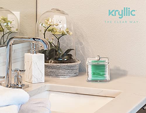 Kryllic Qtip Holder - Qtip Dispenser Cotton Swab Ball Pad Holder Compact Organizer Bathroom Jars Bathroom Containers Qtip Jar Storage Q Tip Holder