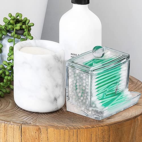 Kryllic Qtip Holder - Qtip Dispenser Cotton Swab Ball Pad Holder Compact Organizer Bathroom Jars Bathroom Containers Qtip Jar Storage Q Tip Holder