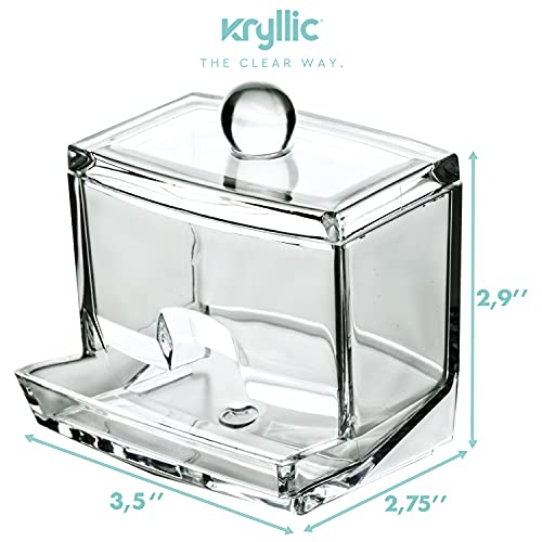 Kryllic Qtip Holder - Qtip Dispenser Cotton Swab Ball Pad Holder Compact Organizer Bathroom Jars Bathroom Containers Qtip Jar Storage Q Tip Holder