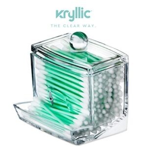 Kryllic Qtip Holder - Qtip Dispenser Cotton Swab Ball Pad Holder Compact Organizer Bathroom Jars Bathroom Containers Qtip Jar Storage Q Tip Holder