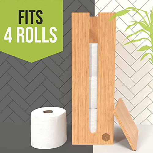 LOFTASTIC® Premium Toilet Paper Storage Stand | Toilet Paper Holder Stand | fits 4 Standard Rolls | FSC Certified Bamboo | for Bathroom Storage | Designed in Germany